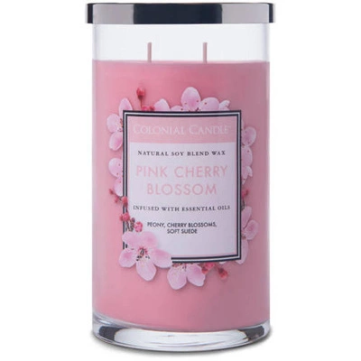 Colonial Candle Klasická veľká sójová vonná sviečka v pohári 19 oz 538 g - Pink Cherry Blossom