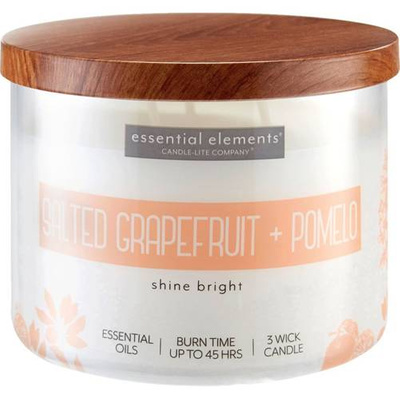 Bougie parfumée soja aux huiles essentielles Candle-lite Essential Elements 418 g - Salted Grapefruit Pomelo