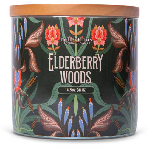 Colonial Candle Deco Collection geurkaars van sojabonen in glas 3 lonten 14,5 oz 411 g - Elderberry Woods