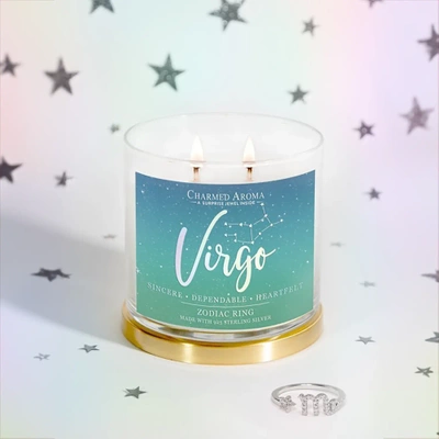 Charmed Aroma joya vela perfumada de soja con anillo de plata 12 oz 340 g - Signo del zodiaco Virgo