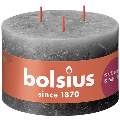 Bolsius Rustic XXL stamkaars 3 lonten 90/140 mm - Stormy Grey