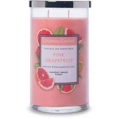 Colonial Candle Klasikinė didelė kvapni sojų pupelių žvakė stiklinėje 19 uncijų 538 g - Pink Grapefruit
