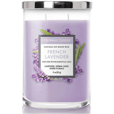 Soy scented candle with essential oils French Lavender Colonial Candle