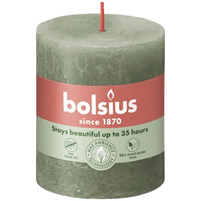 Bolsius Rustic świeca pieńkowa 80/68 mm - Fresh Olive