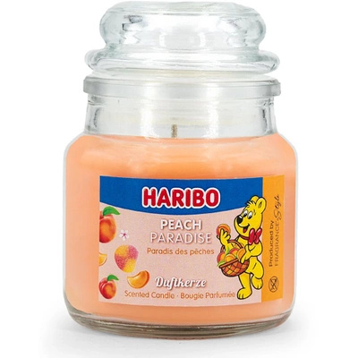 Haribo malá vonná sviečka v skle 85 g - Peach Paradise