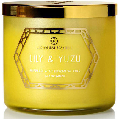 Ароматическая соевая свеча Colonial Candle Luxe в стакане 3 фитиля 14,5 унций 411 г - Lily & Yuzu