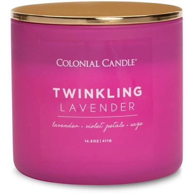 Colonial Candle Pop Of Color geurkaars van sojabonen in glas 3 lonten 14,5 oz 411 g - Twinkling Lavender