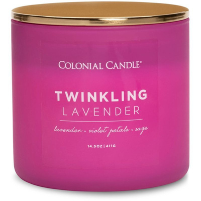 Colonial Candle Pop Of Color bougie de soja parfumée en verre 3 mèches 14.5 oz 411 g - Twinkling Lavender