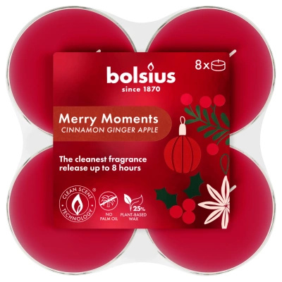 Bolsius True Glow bougies à réchaud maxi parfumées de Noël 8 pcs Merry Moments