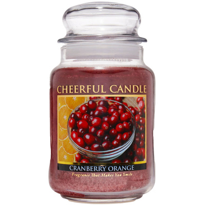 Cheerful Candle didelė kvapioji žvakė stikliniame indelyje 2 dagčiai 24 uncijos 680 g - Cranberry Orange