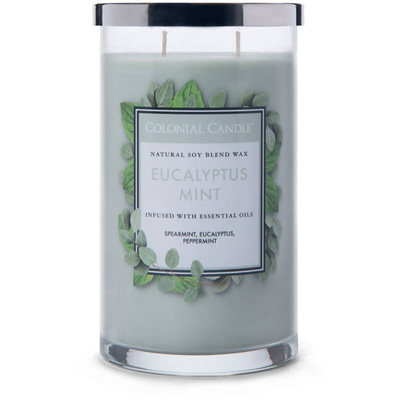 Colonial Candle Klasikinė didelė kvapni sojų pupelių žvakė stiklinėje 19 uncijų 538 g - Eucalyptus Mint