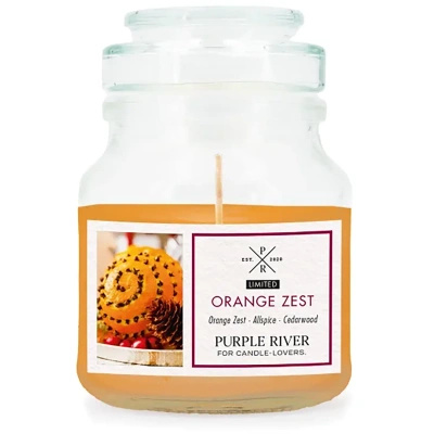 Purple River Candela profumata di soia in vetro 113 g - Orange Zest