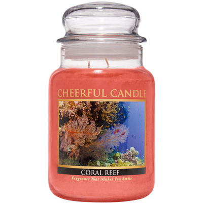 Cheerful Candle didelė kvapioji žvakė stikliniame indelyje 2 dagčiai 24 uncijos 680 g - Koralų rifas