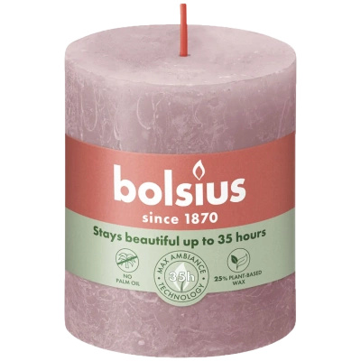 Bolsius Rustic świeca pieńkowa 80/68 mm - Ash Rose