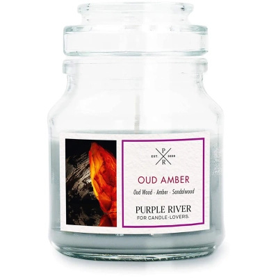 Purple River Bougie parfumée au soja en verre 113 g - Oud Amber