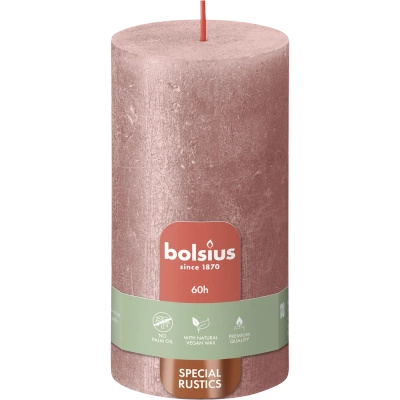 Bolsius Rustic Metalliskt stamljus 130/68 mm - Rosa