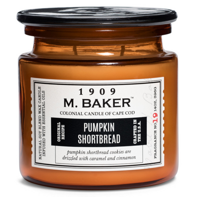 Colonial Candle M Baker large soy scented candle apothecary jar 14 oz 396 g - Pumpkin Shortbread