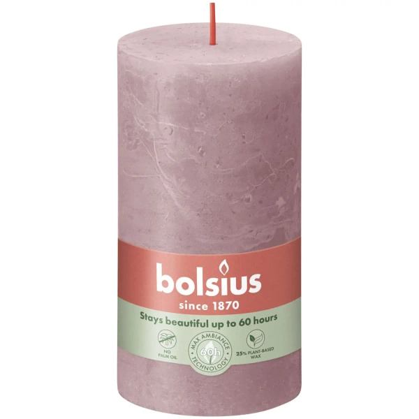 Bolsius Rustic candela per ceppi 130/68 mm - Rosa cenere
