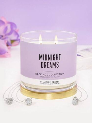 Charmed Aroma jewel soy scented candle with Necklace 12 oz 340 g - Midnight Dreams