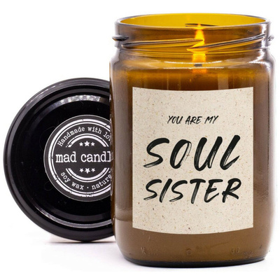 Подарочная свеча соя ароматный Mad Candle 360 гр - Ты Mоя Cестра You Are My Soul Sister