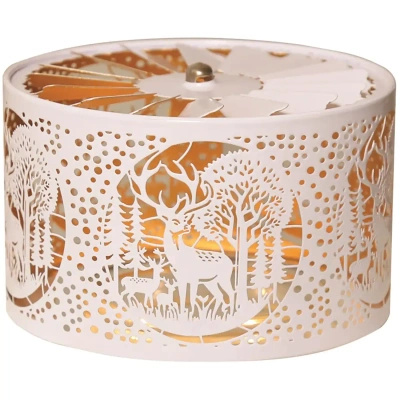 Obrotowa nakładka na świece metalowa Woodbridge - Deer White And Gold