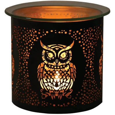 Woodbridge bougeoir à cire d'huile en métal pour cheminée 2in1 Owls Noir et or