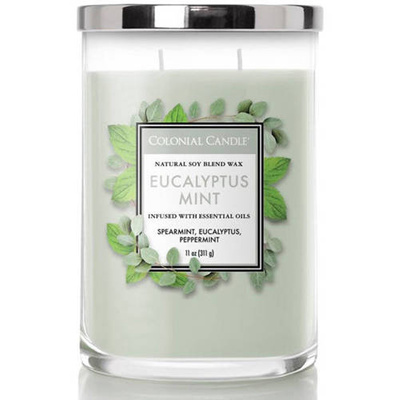 Soja geurkaars met essentiële oliën Eucalyptus Mint Colonial Candle