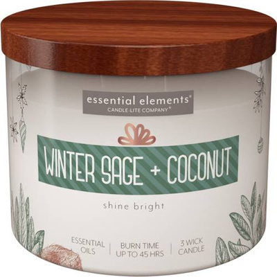 Kerst soja geurkaars Candle-lite Essential Elements 418 g - Winter Sage Coconut