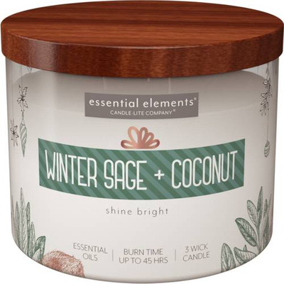Bougie parfumée de noël soja Candle-lite Essential Elements 418 g - Winter Sage Coconut