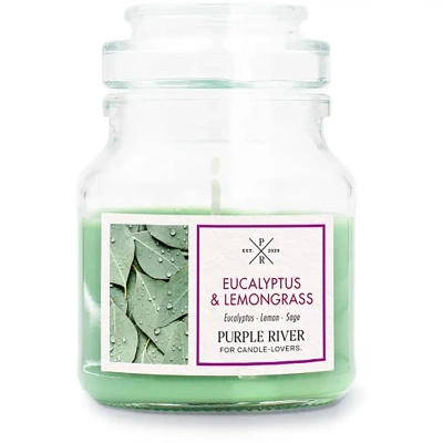 Soja geurkaars in glas Eucalyptus Lemongrass Purple River 113 g