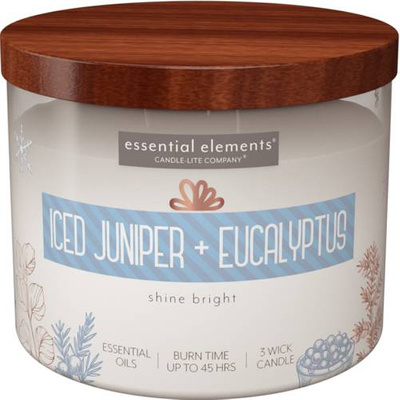 Świąteczna świeca sojowa zapachowa Candle-lite Essential Elements 418 g - Iced Juniper Eucalyptus