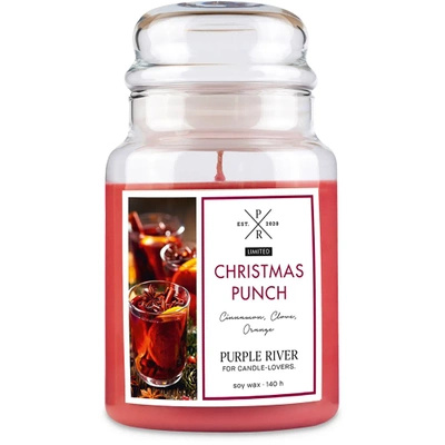 Christmas soy candle in glass Purple River 623 g - Christmas Punch