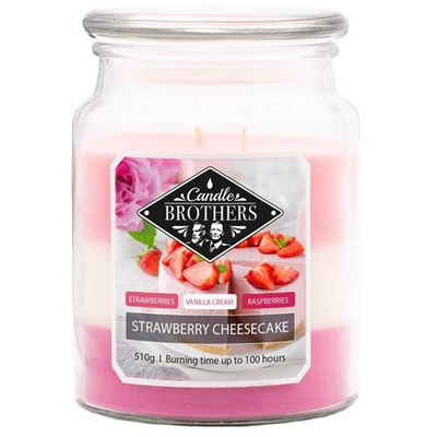 Bougie parfumée 3 en 1 grande en verre Candle Brothers 510 g - Gâteau Au Fromage Aux Fraises Strawberry Cheesecake