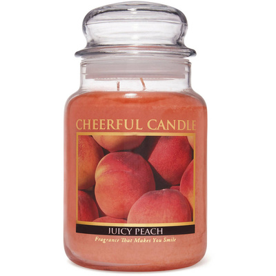 Cheerful Candle duża świeca zapachowa w szklanym słoju 2 knoty 24 oz 680 g - Juicy Peach