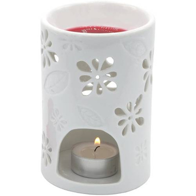 Ceramic wax burner Nyl flowers - White