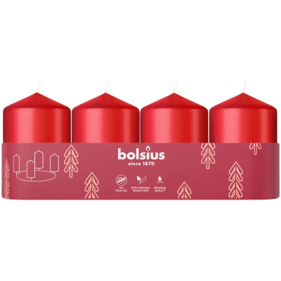 Bolsius stump candles 4 pcs 60/40 mm - Red