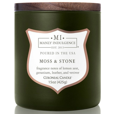 Colonial Candle wooden wick soy scented candle grey 15 oz 425 g - Moss & Stone